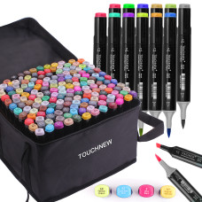 TOUCHNEW Weich Pinsel Marker 168 Farben Set Doppelspitzen Alkoholbasis