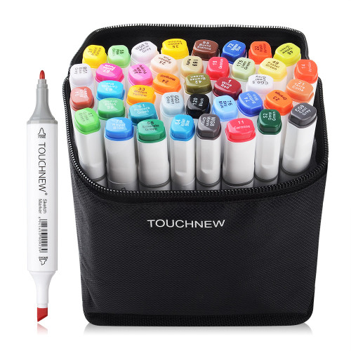 TOUCHNEW T6 Marker 40 Farben Animationsdesign Set für Erwachsene Kunst Zeichnen Skizzieren mit Tragetasche