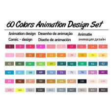 TOUCHNEW T6 Marker 60 Farben Animationsdesign Set für Erwachsene Kunst Zeichnen Skizzieren mit Tragetasche