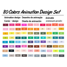 TOUCHNEW T6 Marker 80 Farben Animationsdesign Set für Erwachsene Kunst Zeichnen Skizzieren mit Tragetasche