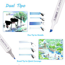 TOUCHNEW T6 Marker 40 Farben Animationsdesign Set für Erwachsene Kunst Zeichnen Skizzieren mit Tragetasche