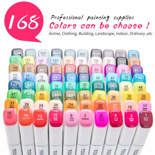 TOUCHNEW T7 168 Farbe Skizze Marker Set Alkohol Basis Kunst Grafik Marker Stifte