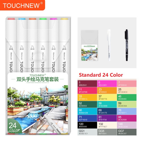 TOUCHNEW T8 24 Farbe Marker Stifte Alkohol Basis für Kunst Zeichnung Kinder Studenten